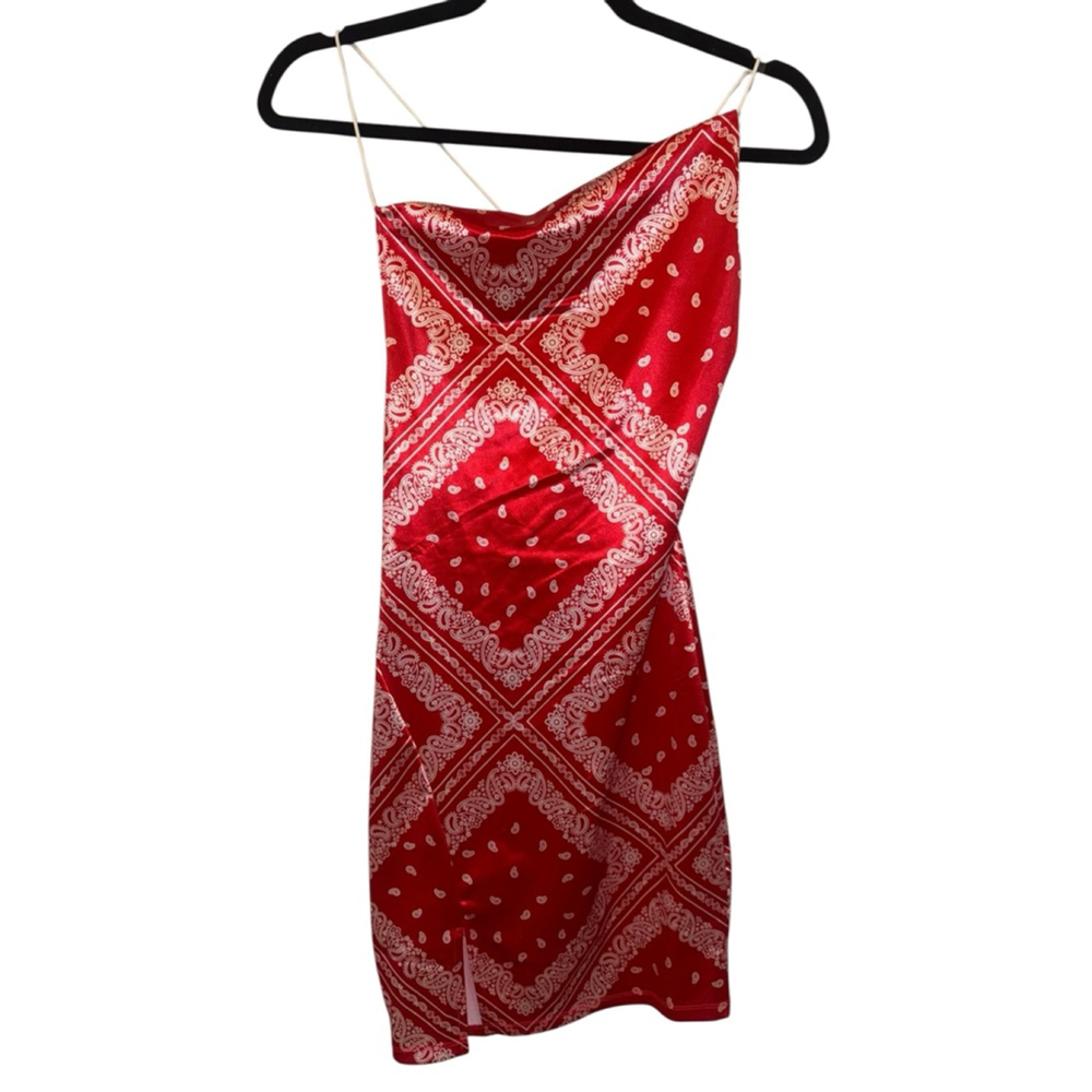 Red & White Bandana Print Mini Dress S
